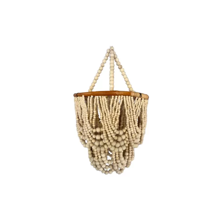 Lustre en perle de bois naturelle Diamètre 40 cm - Aruba Beige<Meubles Moss Online