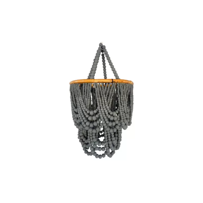 Lustre en perle de bois naturelle Diamètre 40 cm - Aruba Gris<Meubles Moss Best Sale