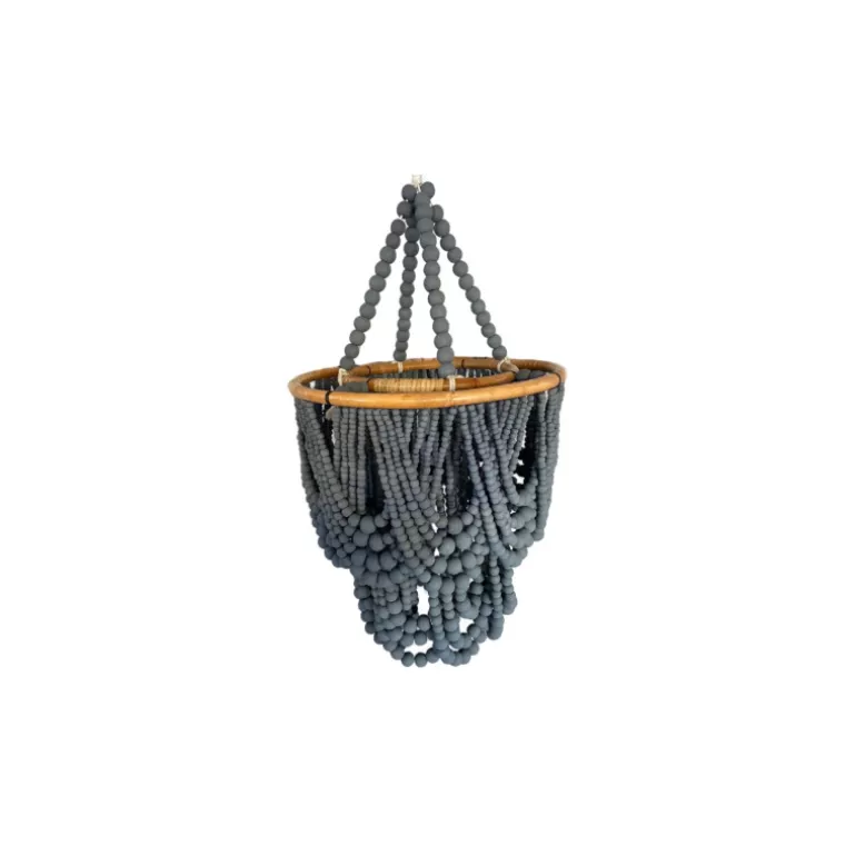 Lustre en perle de bois naturelle Diamètre 40 cm - Aruba Gris<Meubles Moss Best Sale