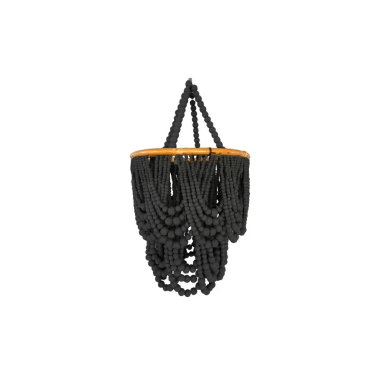 Lustre en perle de bois naturelle Diamètre 40 cm - Aruba Noir<Meubles Moss Shop