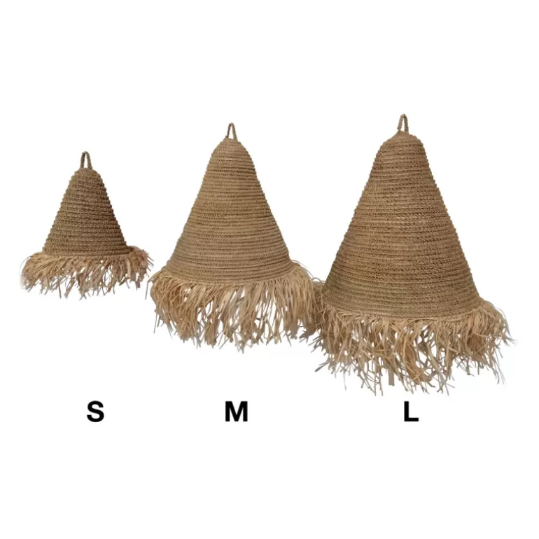 Lustre paille en fibre naturelle rotin beige 3 tailles disponibles - Paco<Meubles Moss Cheap