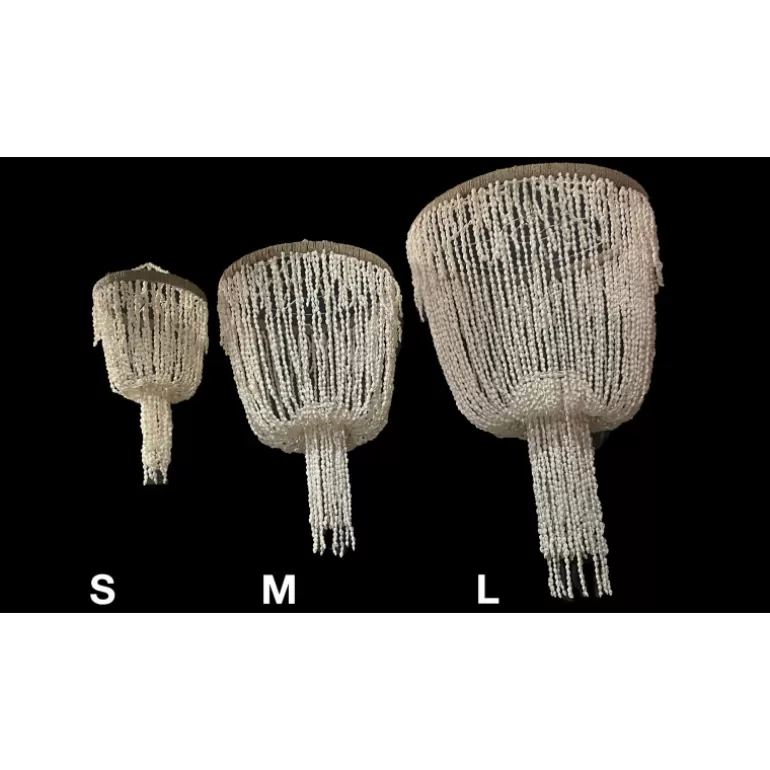 Lustres abat jour coquillages blanc 3 tailles - Pasitos<Meubles Moss Online