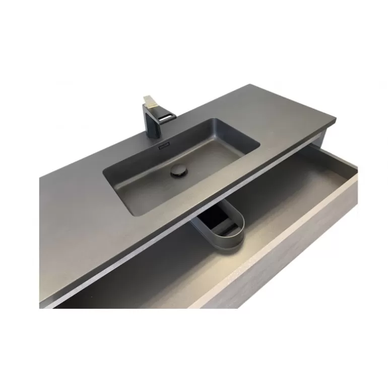Meuble de salle de bain effet vasque noire - Edi 120cm<Meubles Moss Fashion