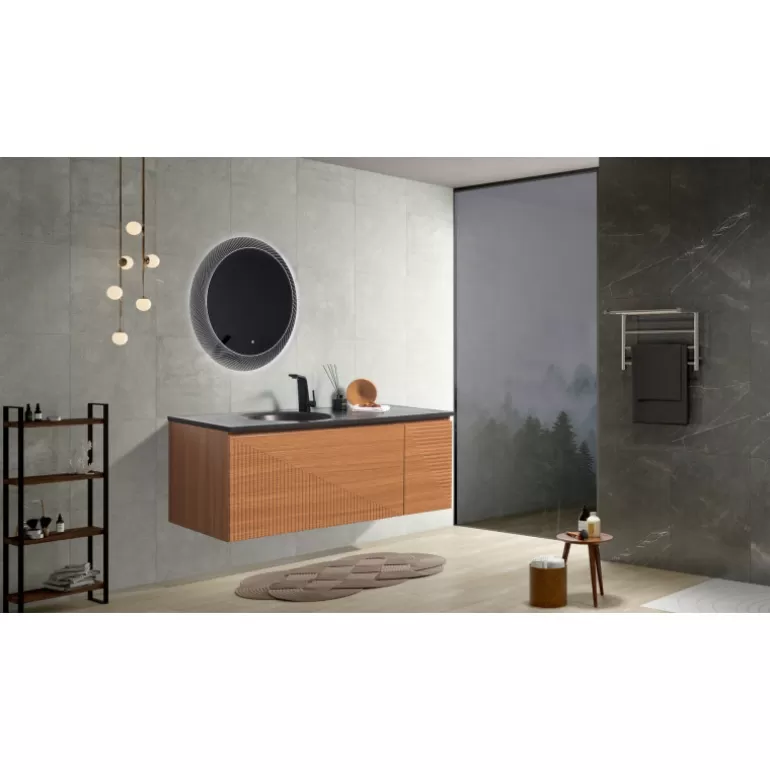 Meuble de salle de bain graphique simple vasque noire - Simon 135cm<Meubles Moss Cheap