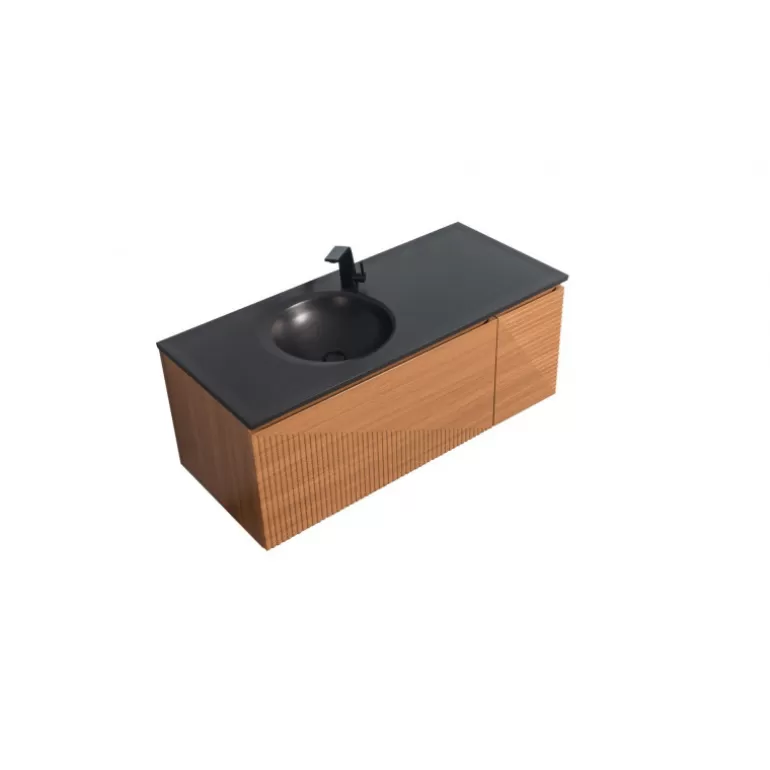 Meuble de salle de bain graphique simple vasque noire - Simon 135cm<Meubles Moss Cheap