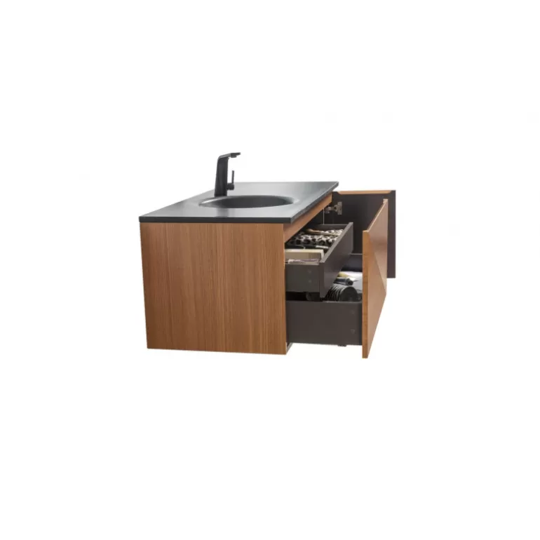 Meuble de salle de bain graphique simple vasque noire - Simon 135cm<Meubles Moss Cheap