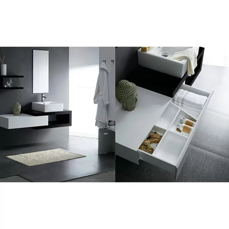 Meuble de salle de bain simple vasque bicolore - Carmen 150cm<Meubles Moss Hot