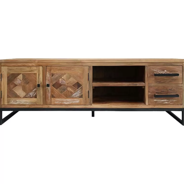 Meuble TV 2 portes 2 tiroirs style industriel - Kingdom 180cm<Meubles Moss Outlet