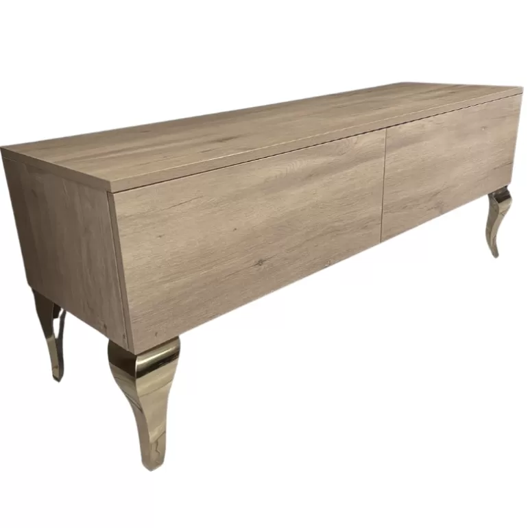 Meuble TV 2 tiroirs - Betty BOIS pieds dorés 140cm<Meubles Moss Flash Sale