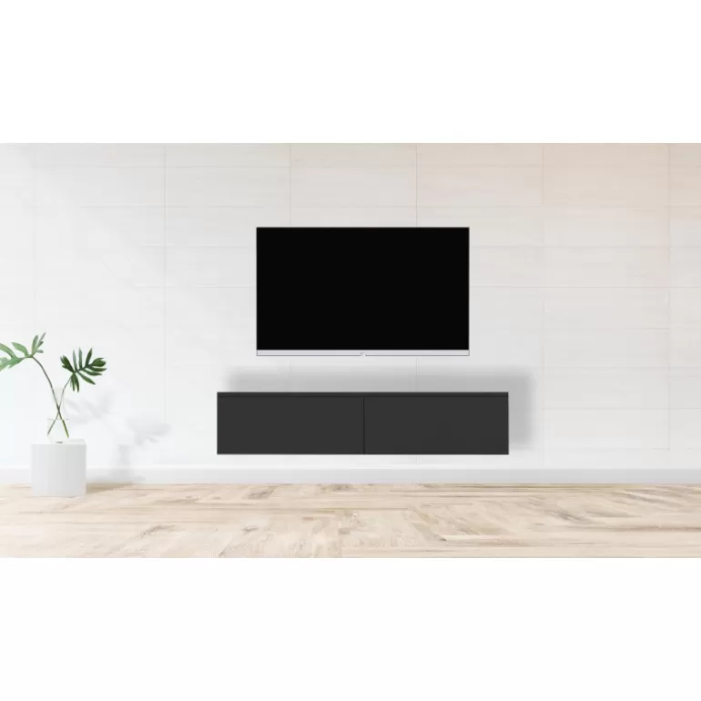 Meuble TV 2 tiroirs design mat suspendu ou sur pieds - Alex 140cm<Meubles Moss Best