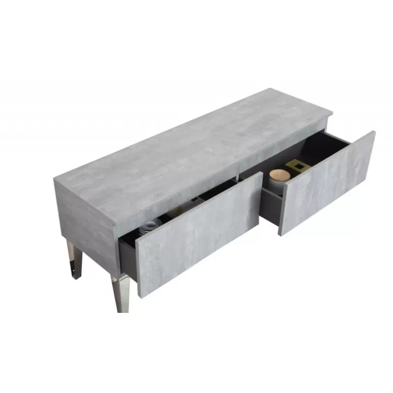 Meuble TV 2 tiroirs design suspendu ou sur pieds - Alex 140cm<Meubles Moss Online