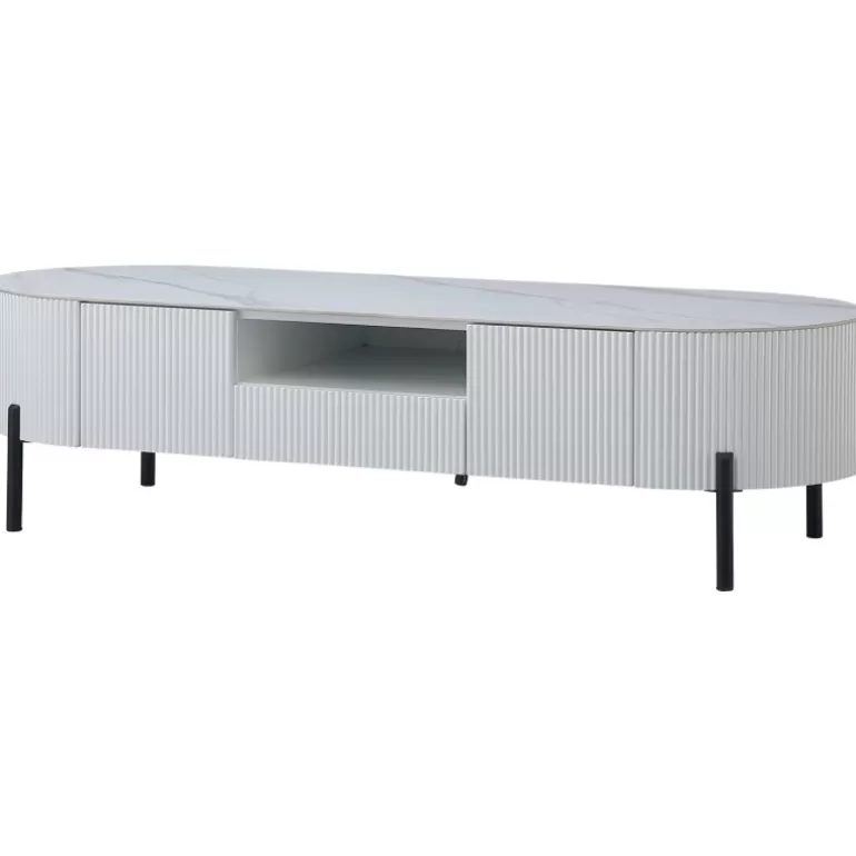 Meuble TV plateau céramique mat effet marbre - Aubrey 150cm<Meubles Moss Clearance