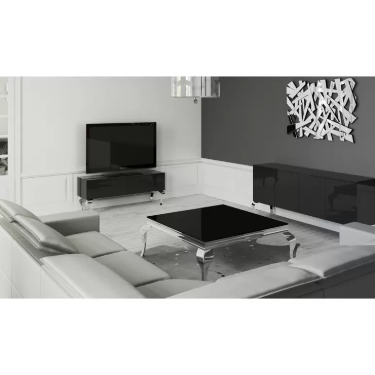 Meuble TV laqué 2 tiroirs style baroque - Betty 140cm<Meubles Moss Flash Sale