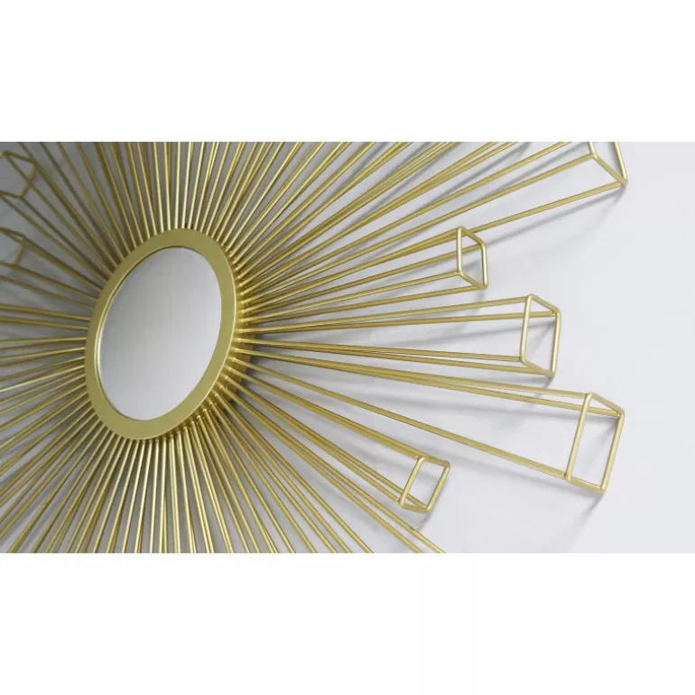 Miroir en métal doré style art deco - Lyon diametre 90<Meubles Moss Fashion