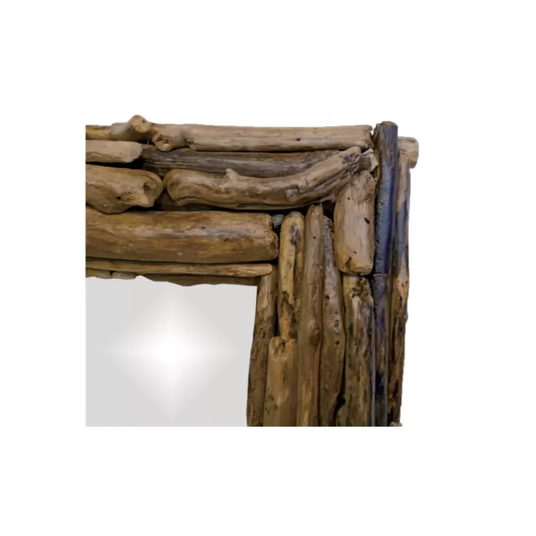 Miroir naturel carré cadre bois - Ava 70x70<Meubles Moss Outlet
