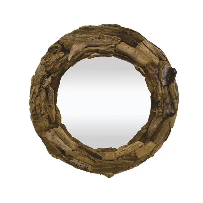 Miroir rond cadre bois - Inaya Ø70<Meubles Moss Hot