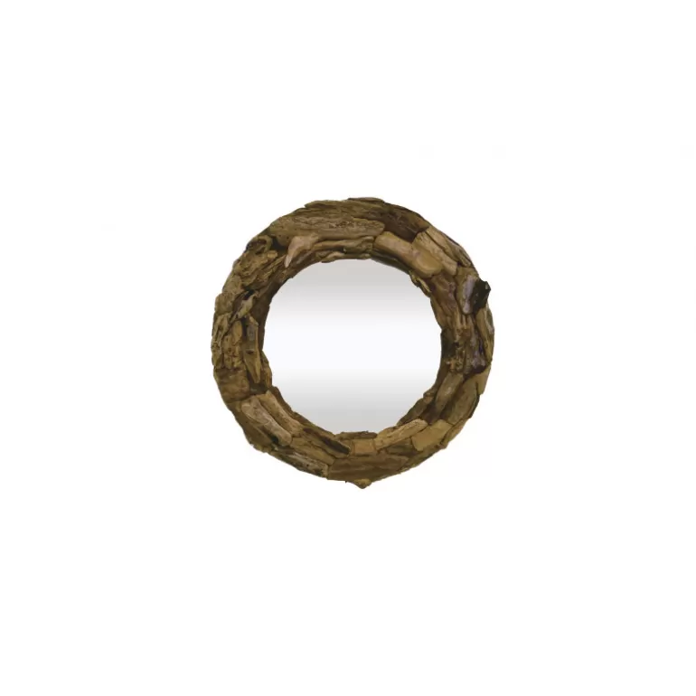 Miroir rond cadre bois - Inaya Ø70<Meubles Moss Hot