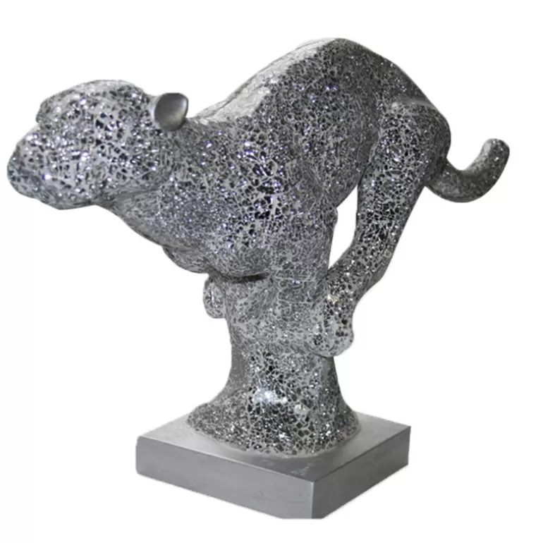 Panther - Statue résine argent<Meubles Moss Cheap