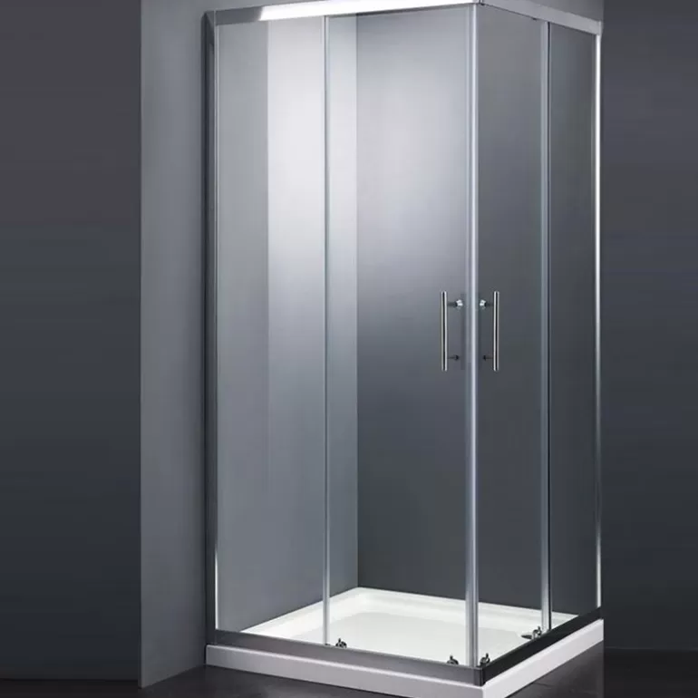 Paroi de douche en verre 90x90 cm avec ouverture double - Elimena<Meubles Moss Outlet