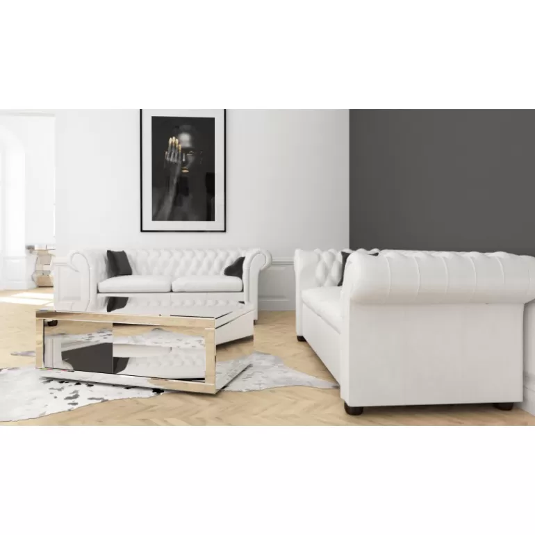 Peau de vache dévorée métallisée blanc et argent - Soraya<Meubles Moss Online