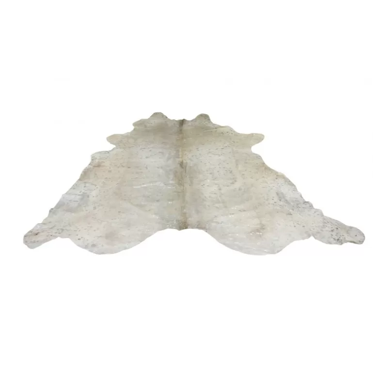 Peau de vache dévorée métallisée blanc et argent - Soraya<Meubles Moss Online