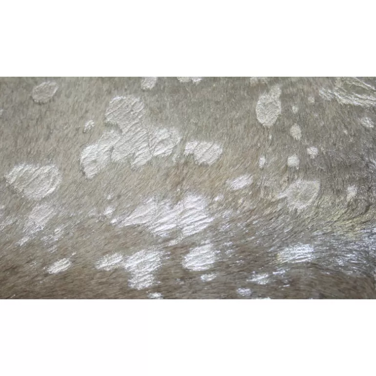 Peau de vache dévorée métallisée blanc et argent - Soraya<Meubles Moss Online