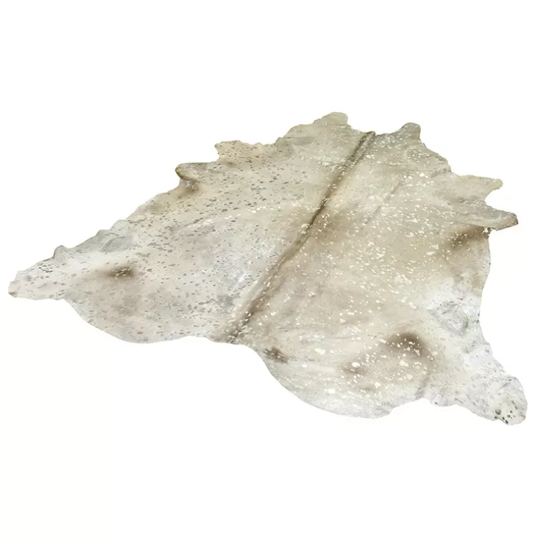 Peau de vache dévorée métallisée blanc et argent - Soraya<Meubles Moss Online