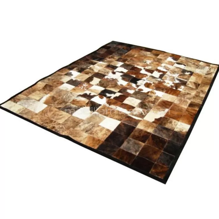 Peau de vache patchwork marron et blanc 210x300 cm - India<Meubles Moss Sale