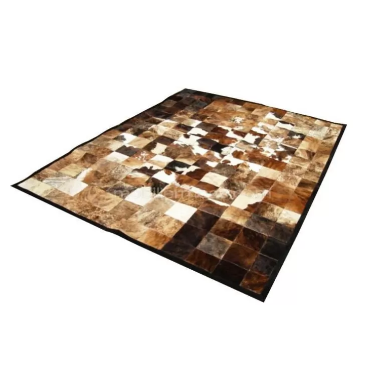 Peau de vache patchwork marron et blanc 210x300 cm - India<Meubles Moss Sale