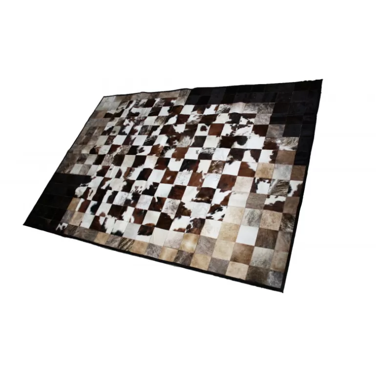 Peau de vache patchwork marron et blanc 210x300 cm - India<Meubles Moss Sale
