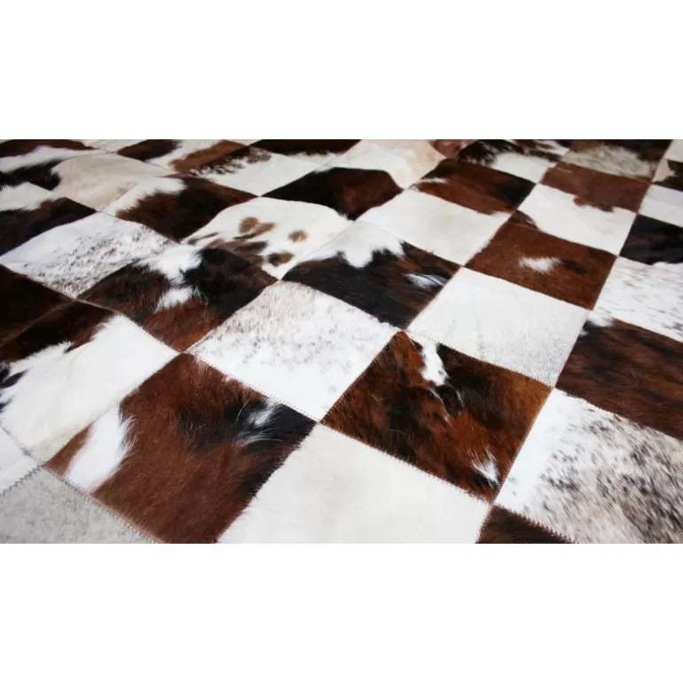 Peau de vache patchwork marron et blanc 210x300 cm - India<Meubles Moss Sale