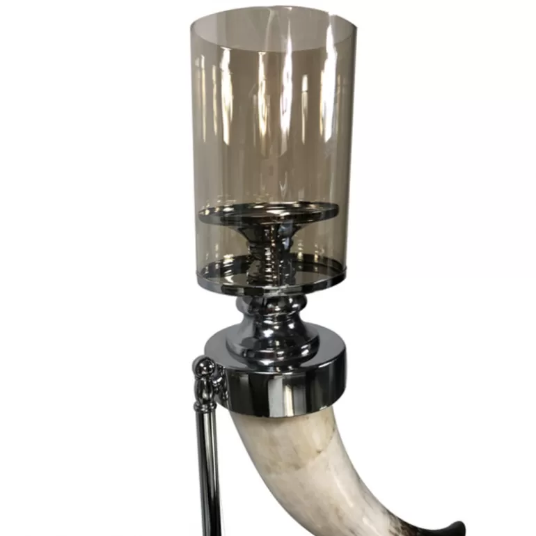 Porte bougie corne avec supporte en métal - Corne 2<Meubles Moss Cheap