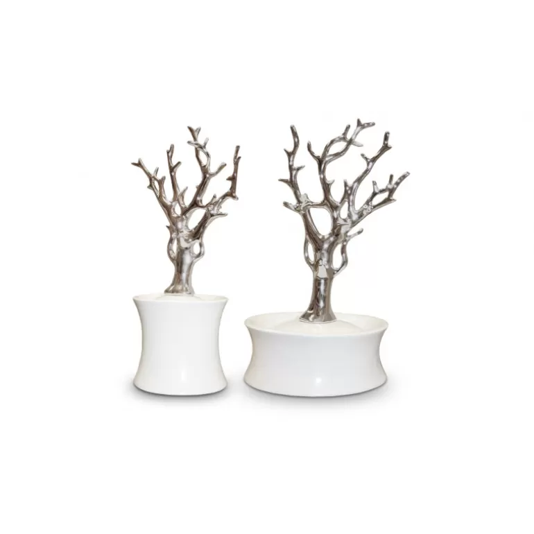 Pot déco blanc et argent - Brench<Meubles Moss Discount