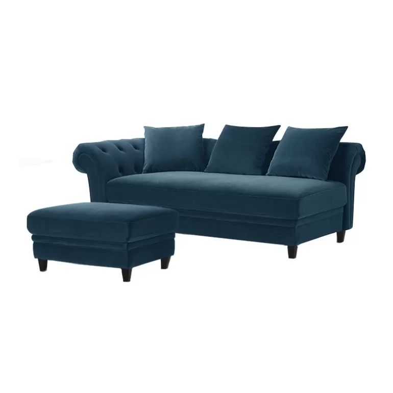 Pouf chesterfield en velours - Borrello<Meubles Moss Best