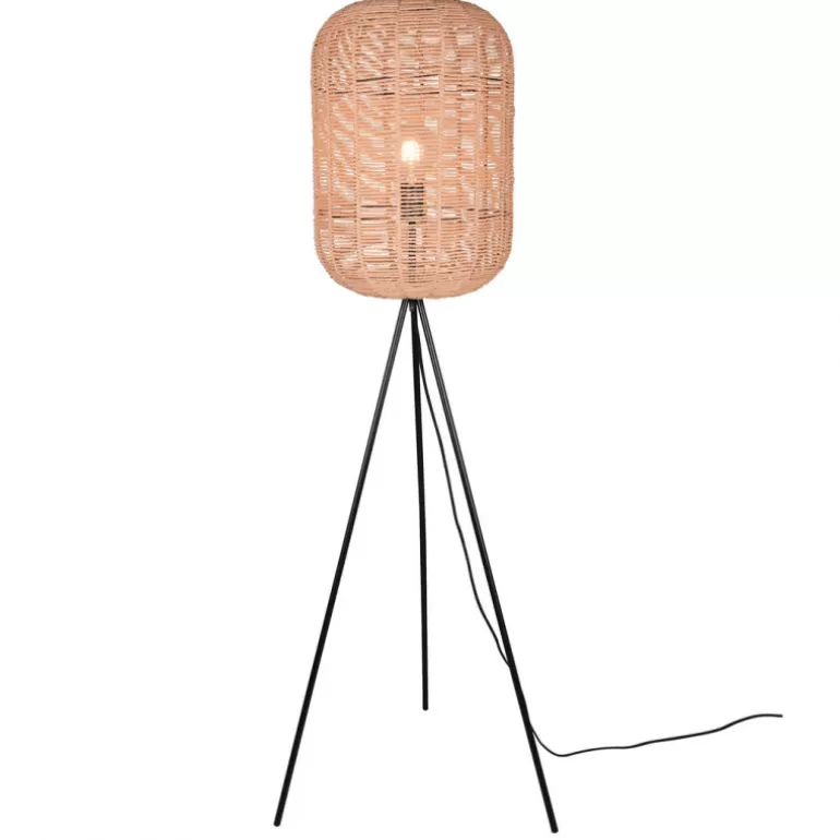 Runa - Lampadaire en sisal et métal noir mat<Meubles Moss Best