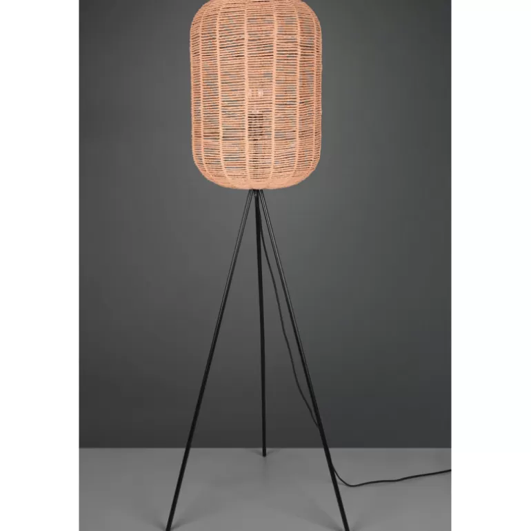 Runa - Lampadaire en sisal et métal noir mat<Meubles Moss Best