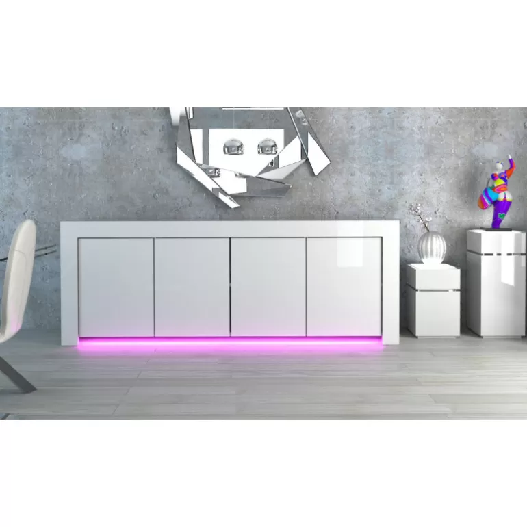 Socle laqué avec éclairage - Whitymi - disponible en 3 tailles<Meubles Moss Discount