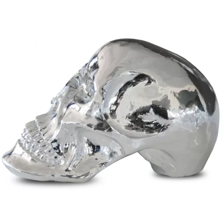 Statue de crâne argenté design 40 cm - Brain<Meubles Moss Best