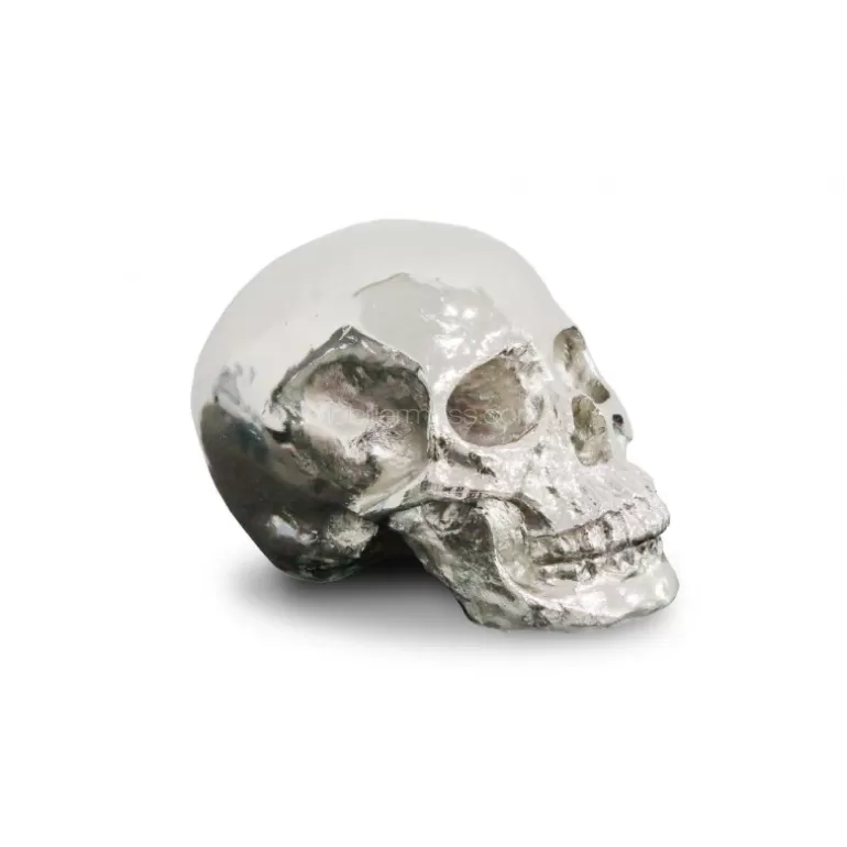Statue de crâne argenté design 22 cm - Brain<Meubles Moss Store