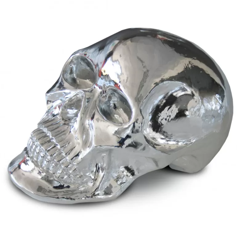 Statue de crâne argenté design 40 cm - Brain<Meubles Moss Best