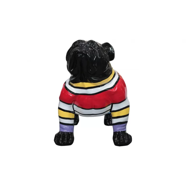 Statue extérieure bouledogue rayures multicolores 110 cm - Oria<Meubles Moss Best Sale