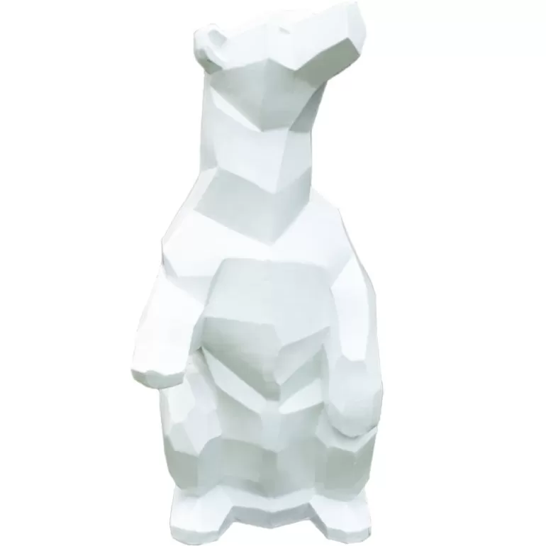 Statue ours origami en fibre de ciment décoration extérieure 100 cm - Balou Blanc<Meubles Moss Clearance