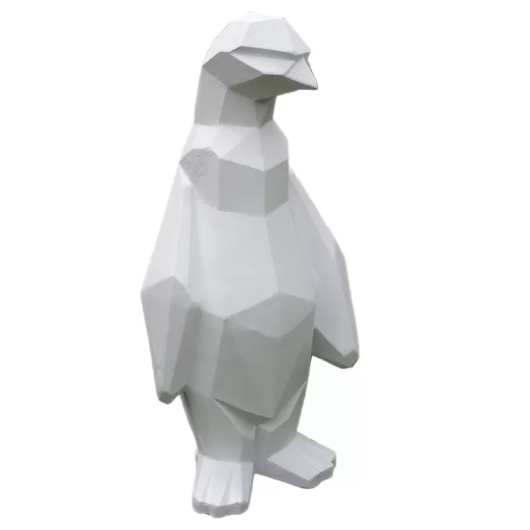 Statue Pingouin origami en fibre de ciment décoration extérieure 100 cm - Empereur blanc<Meubles Moss Discount