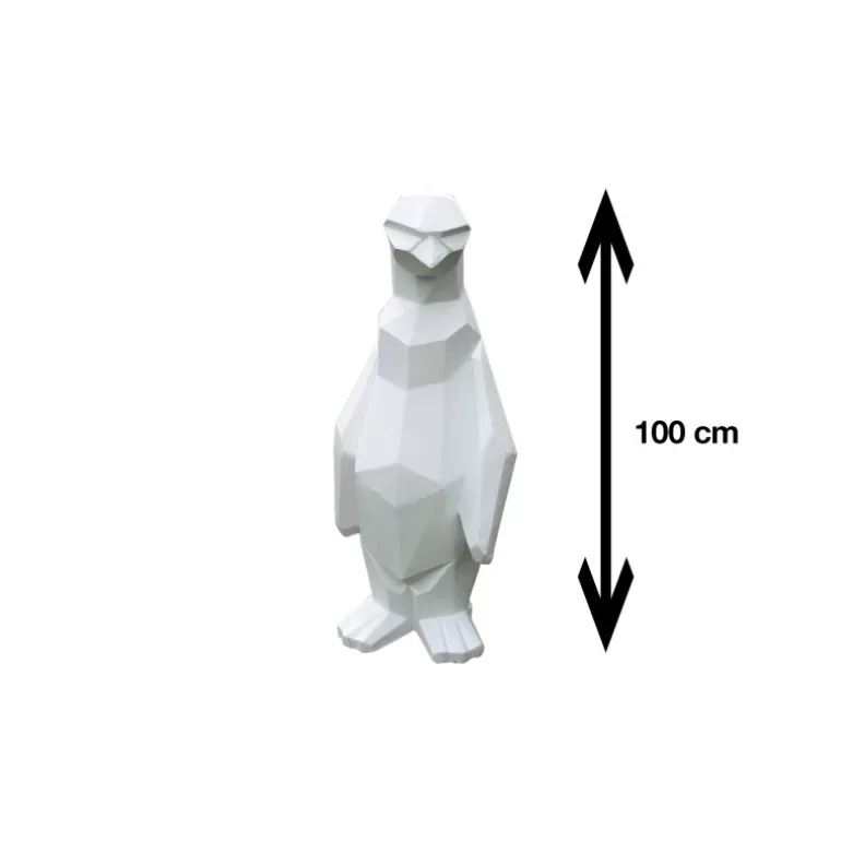 Statue Pingouin origami en fibre de ciment décoration extérieure 100 cm - Empereur blanc<Meubles Moss Discount