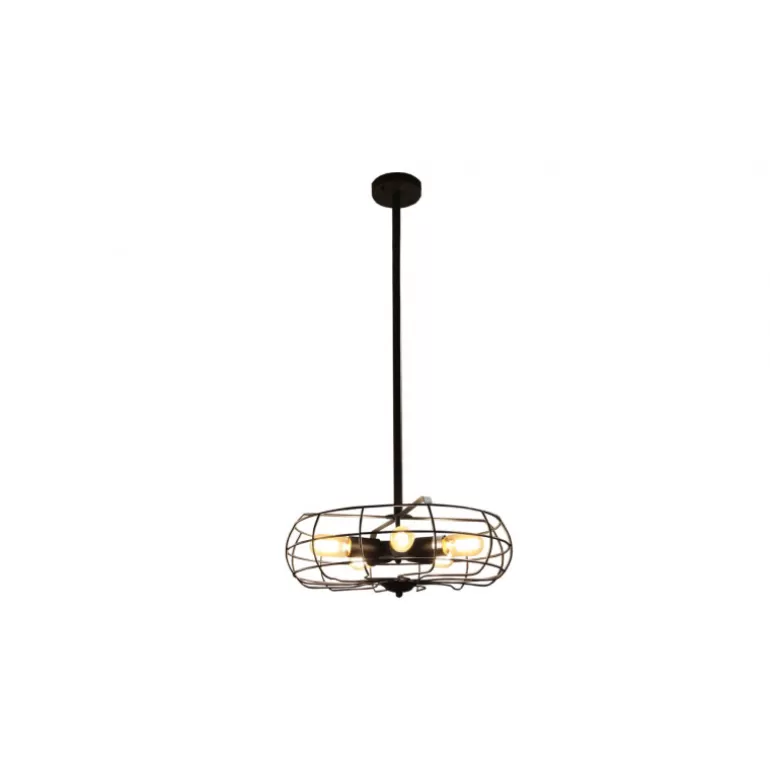 Suspension ventilo industrielle en métal avec 5 ampoules - Warenn<Meubles Moss New