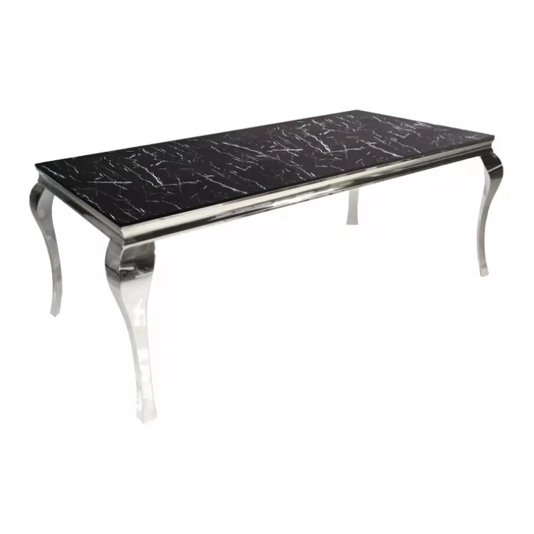 Table à diner baroque effet marbre rectangulaire - Betty<Meubles Moss Outlet