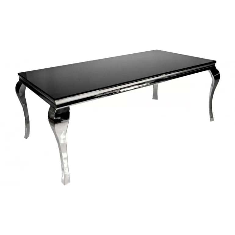 Table à diner baroque moderne plateau verre rectangulaire - Betty<Meubles Moss Online