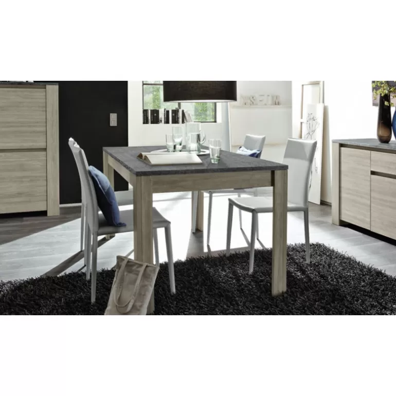 Table à diner rectangulaire en bois et plateau ardoise - Eblano 160x90<Meubles Moss Discount