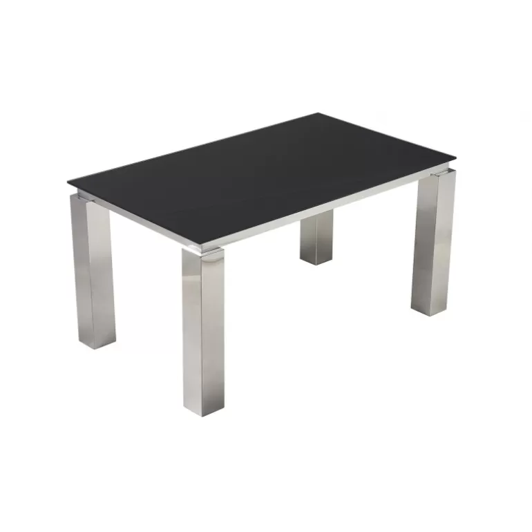 Table à diner rectangulaire plateau verre et pieds chromés - Arklow<Meubles Moss Online