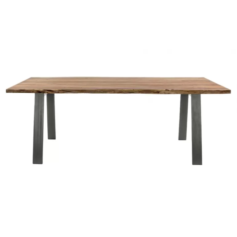 Table à dîner en bois massif et pieds en acier - Palerme 200x95<Meubles Moss Fashion